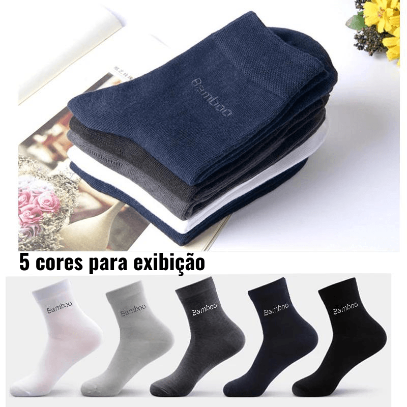Meias Masculinas BambuFrescor 10 Pares/Lote - Confortável e Respirável/Tecido Premium - Magazine Paulista