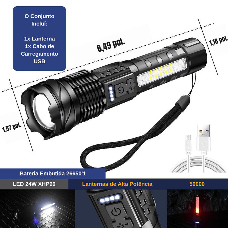 Lanterna Laser Tática TurboLume® - Alta potência 50000 Lumens - Magazine Paulista